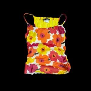 Vintage Y2K Floral Pattern Tank Top with Ruching